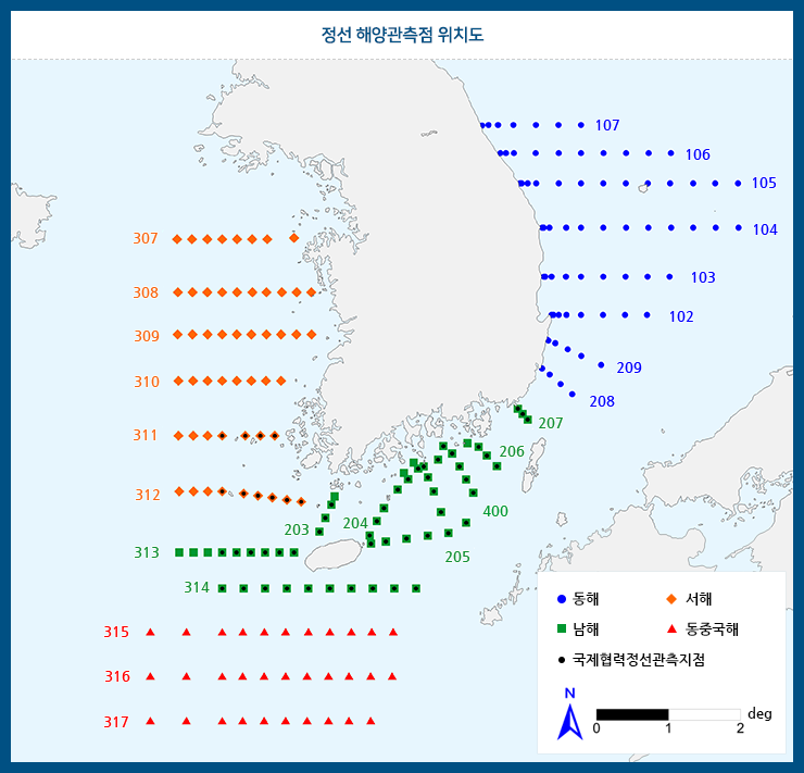 정선해양관측지점 표시 지도