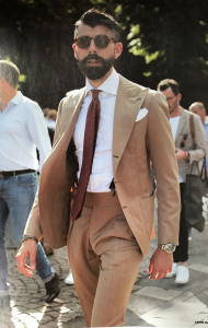 Beige & Brown Suit