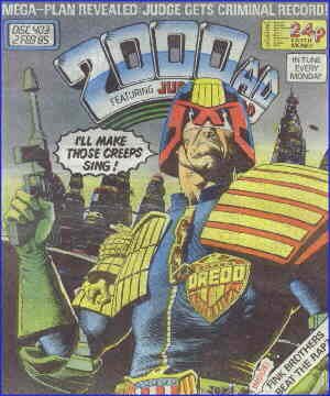 Judge Dredd'll make those creeps sing. Artist: Brian Bolland.