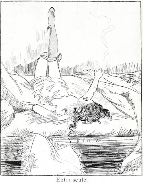 Enfin Seule! (Finally Alone) by Jean-Louis Forain in Le Courrier Français, ca. 1890