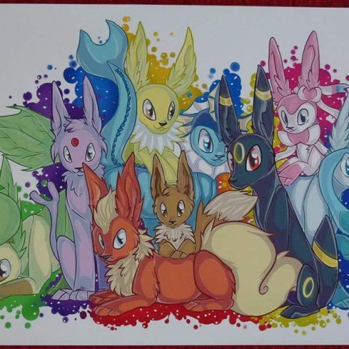 Eeveelutions! This one took me a while to finish ^^; if you wanna see the wholr pic and more please visit my facebook - www.facebook.com/ellesdoodlebox #pokemon #pokeart #pokemonx #eevee #eeveelution #eeveelutions #flareon #espeon #leafeon #vaporeon...