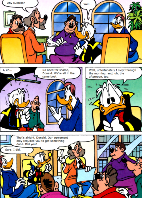 land-of-birds-and-comics:
“Donald Duck Goes To Group Therapy For His Debilitating Executive Dysfunction And It’s Just Played Completely Straight For Like Four Pages Like What
”