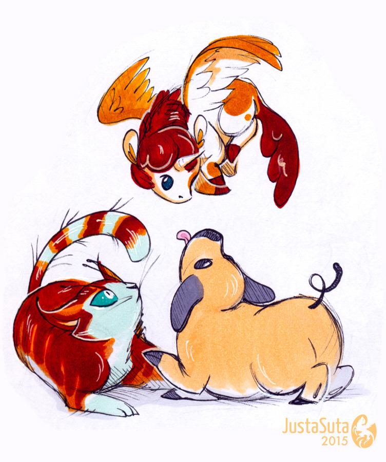 I drew some of these pets earlier(top and then left to right): Krowka, Penniblossom and Goober.