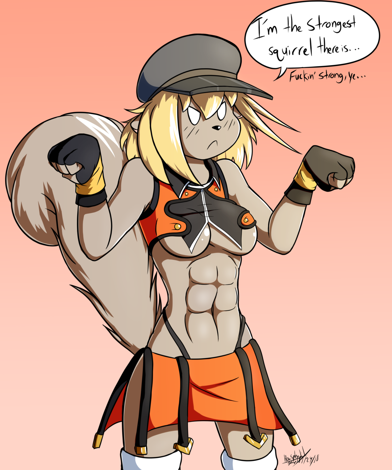 Drew my character, Sonia Cal in Makoto Nanaya’s clothing from Blazblue. This one’s a remake of an older drawing I did a couple of years ago. Still the stronkest squirrel :0
you can find the original drawing from 2 years ago here:...