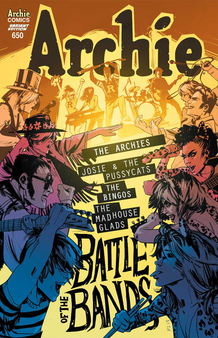 archiecomics:
“You can also get this amazing Battle of the Bands collectors cover of ARCHIE #650 by Fiona Staples at your local comic shop today!
”