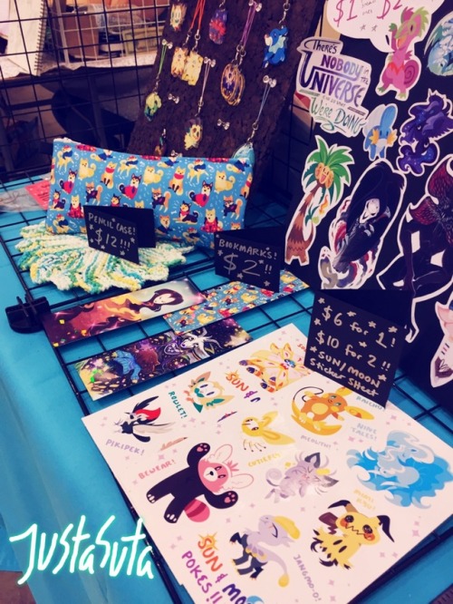 Cool stuff I’ve got at Jafax! Pencil bags, stickers, charms, etc! I’ll put it in a store and have it at other cons too!