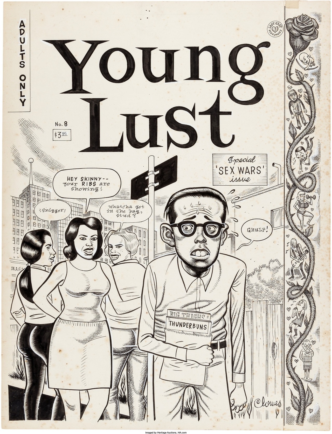 thethreerobbers:
“Daniel Clowes (b.1961), Original cover art to Young Lust #8 (1993).
”