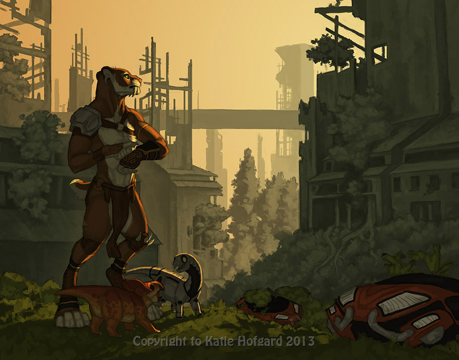 More WIP shots of this illustration! Here’s the previous WIP post I made - http://eskiworks.tumblr.com/post/57550596812
I started out by adding some more definition to the characters and foreground, in the basic light and shadow layer I have set to...