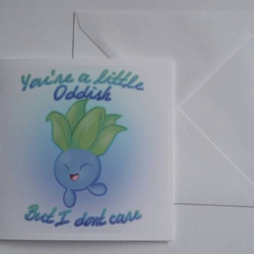 Valentines is approaching fast!! :O
Heres a valentines card iv made :D
‘Youre a little oddish but i dont care’
Available to buy from me on here, facebook and etsy!
Etsy link in bio!
Follow for more awesomeness!
#oddish #valentines #valentine...