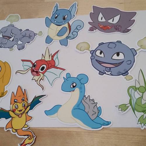 More stickers guys!!! Mwuwahhaha :) any suggestions on which ones i should do next? :D #pokemonstickers #pokemon #pokemonart #pokeart #lapras #haunter #magikarp #derp