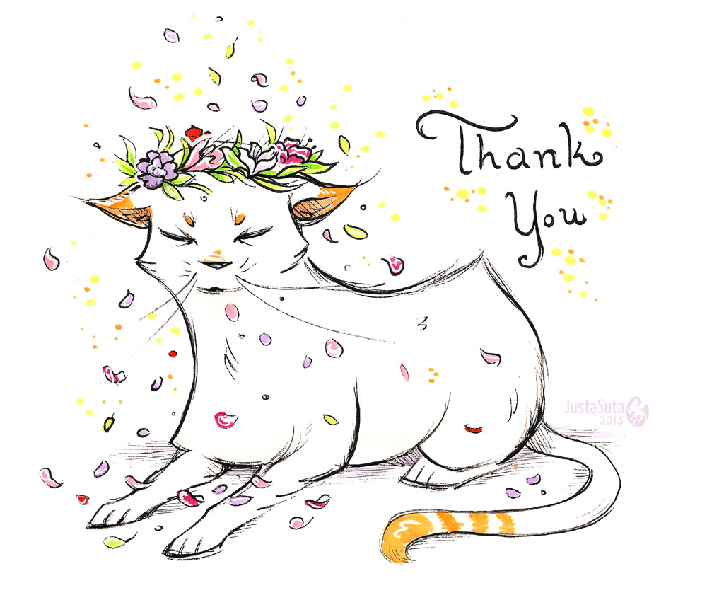 Flower Crown Cat
Thank You card.