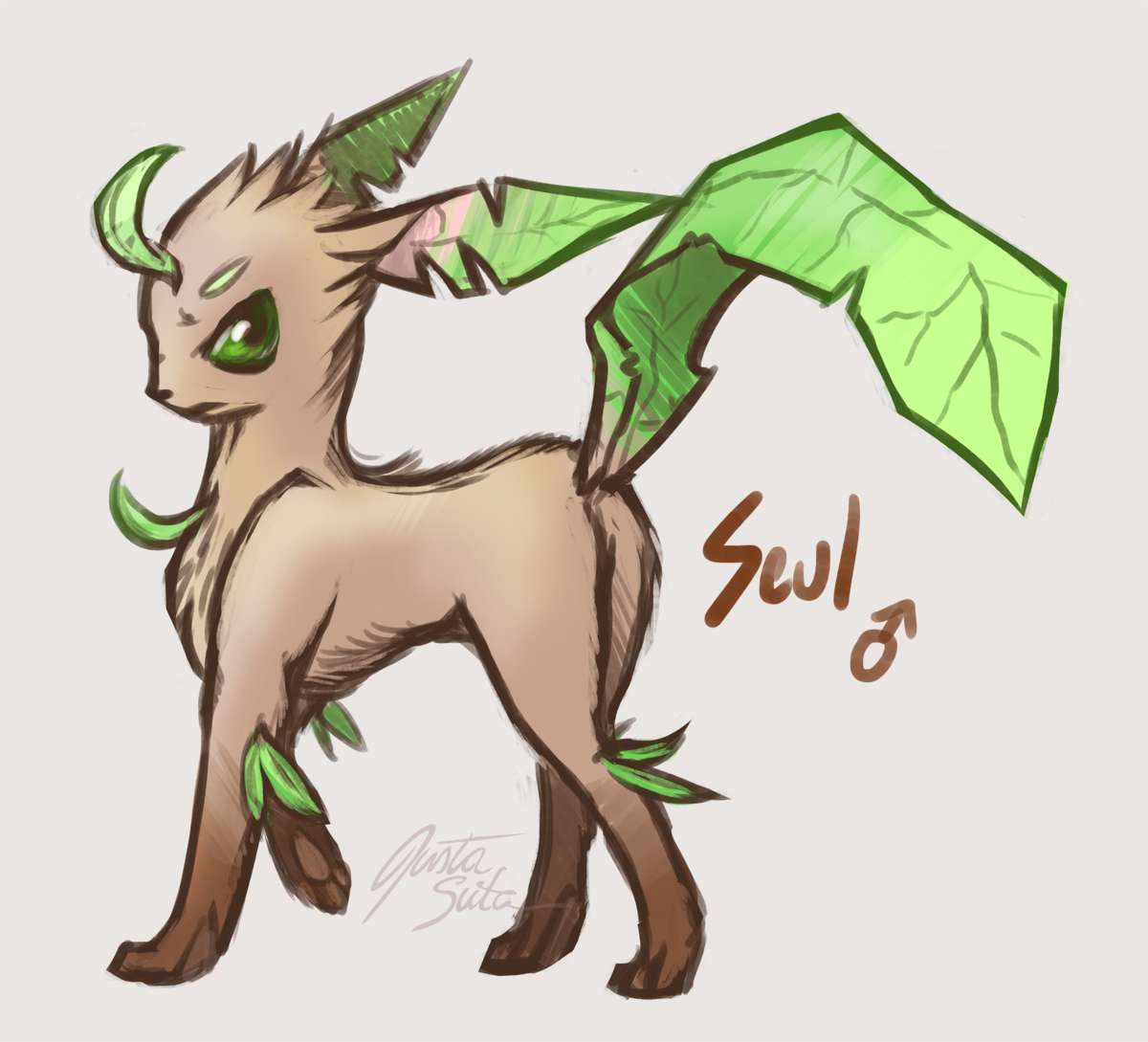 More pokemon?? My lovely, perfectly-bred-for Leafeon, Seul. I just love Leafeon :3
Should try doing quick stuff like this more often~