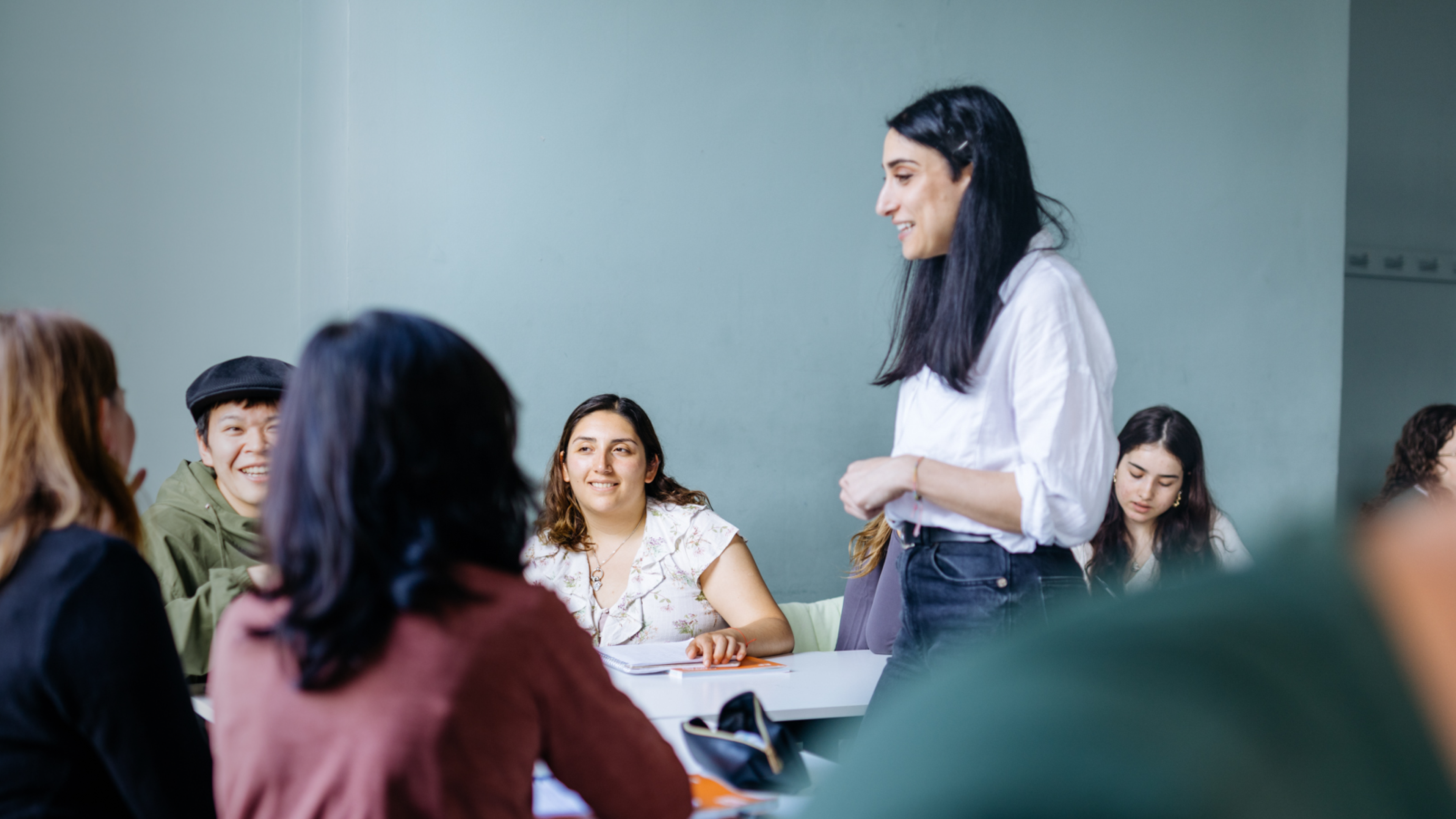 staff teaching students