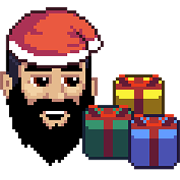 Imagen pixel art de MoureDev con estilo navideño.