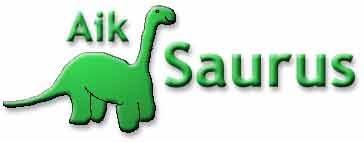 Aiksaurus logo - a green dinosaur