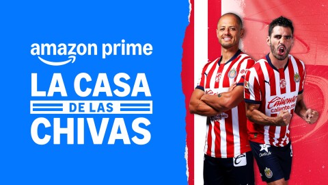 La casa de las Chivas: foto de promoción con Amazon Prime y jugadores de futbol. 