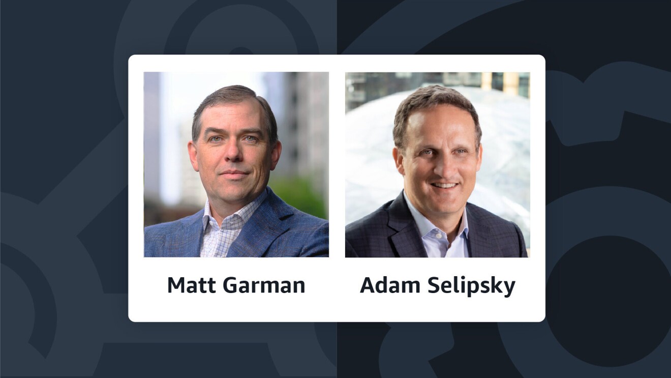 Portriate photos of AWS executives Matt Garman, left, and Adam Selipsky, right