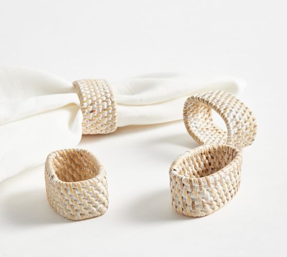 Tava Handwoven Rattan Oval Napkin Rings - Set of 4