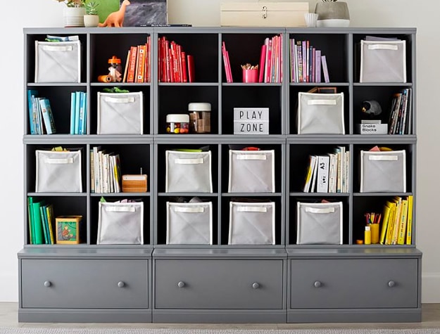 Cubby bookshelves with drawers