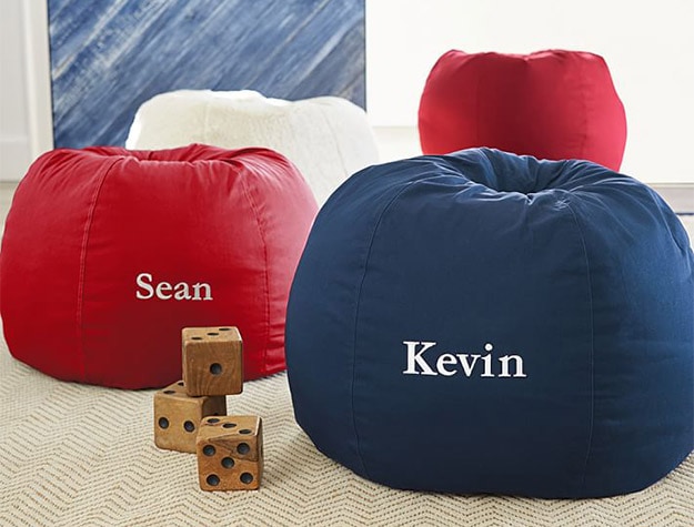 Navy Anywhere Beanbag™ with custom name.