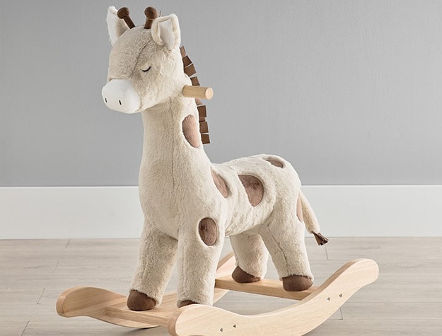 Plush giraffe nursery rocker.