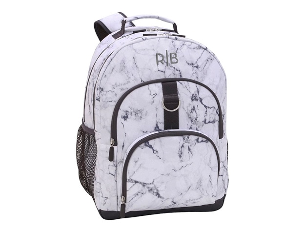 white marbled backpack