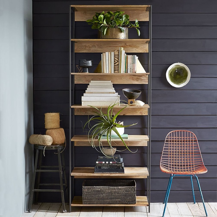 industrial wood iron bookshelf