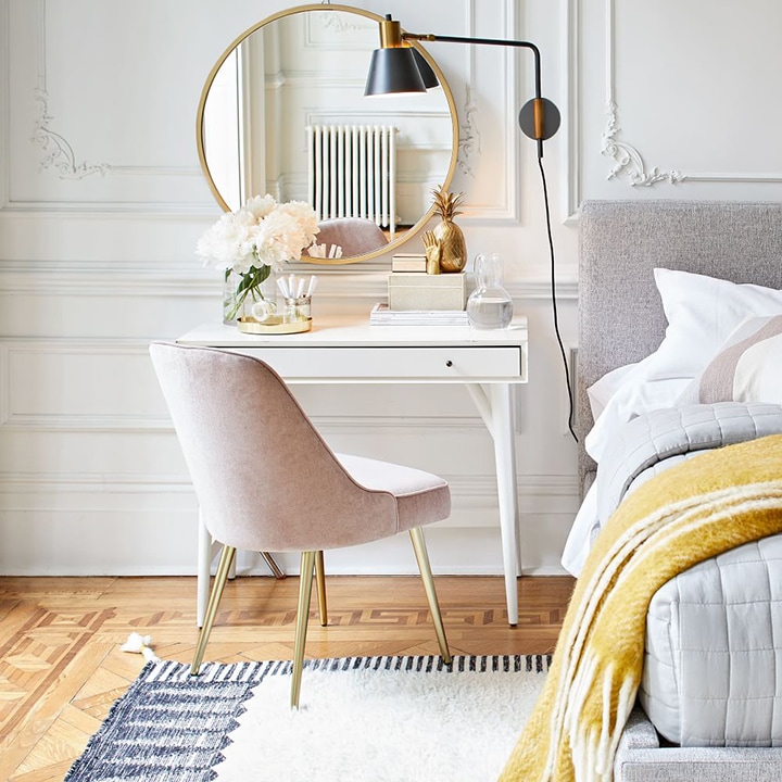 white nightstand in a bedroom office