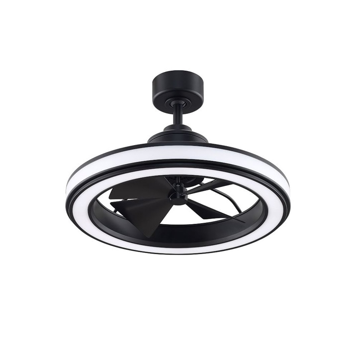 Black, modern LED Ceiling fan.