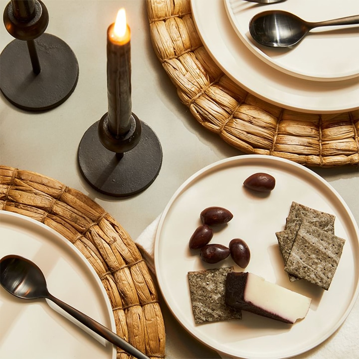 black flatware on plates.