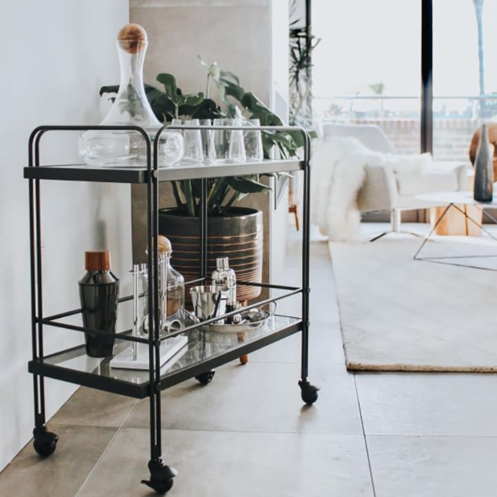 industrial metal tiered bar cart