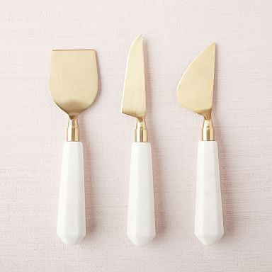 Marble & Brass Charcuterie Knives (Set of 3)