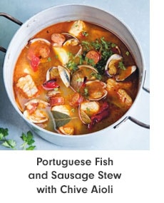 Portuguese Fish and Sausage Stew with Chive Aioli