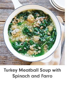 Turkey Meatball Soup with Spinach and Farro