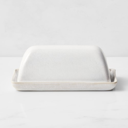 Cyprus Reactive Glaze Butter Dish, White