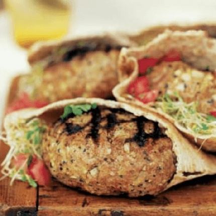 Moroccan spiced lamb burgers.