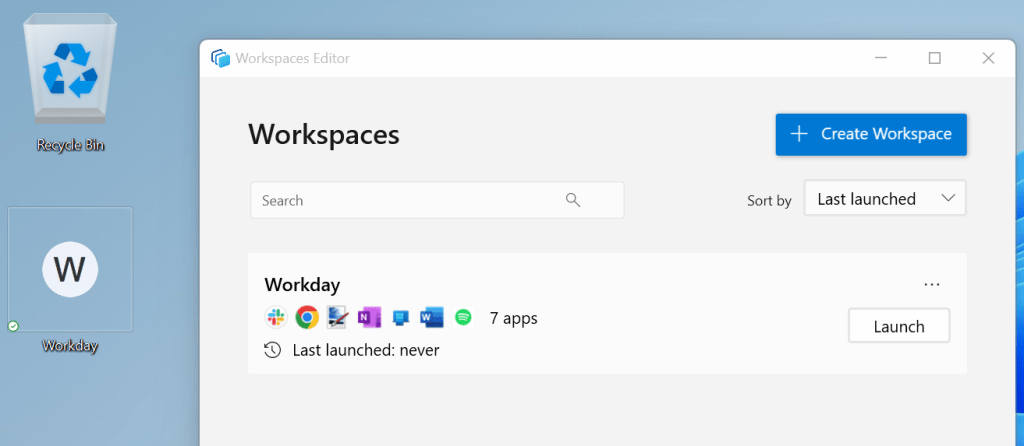 Workspaces launchers