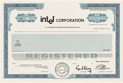 Intel Corporation, specimen bond certificate from the 1980s