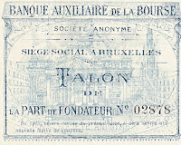 Vignette of the Brussels Stock Exchange in the underprint of a renewal coupon.