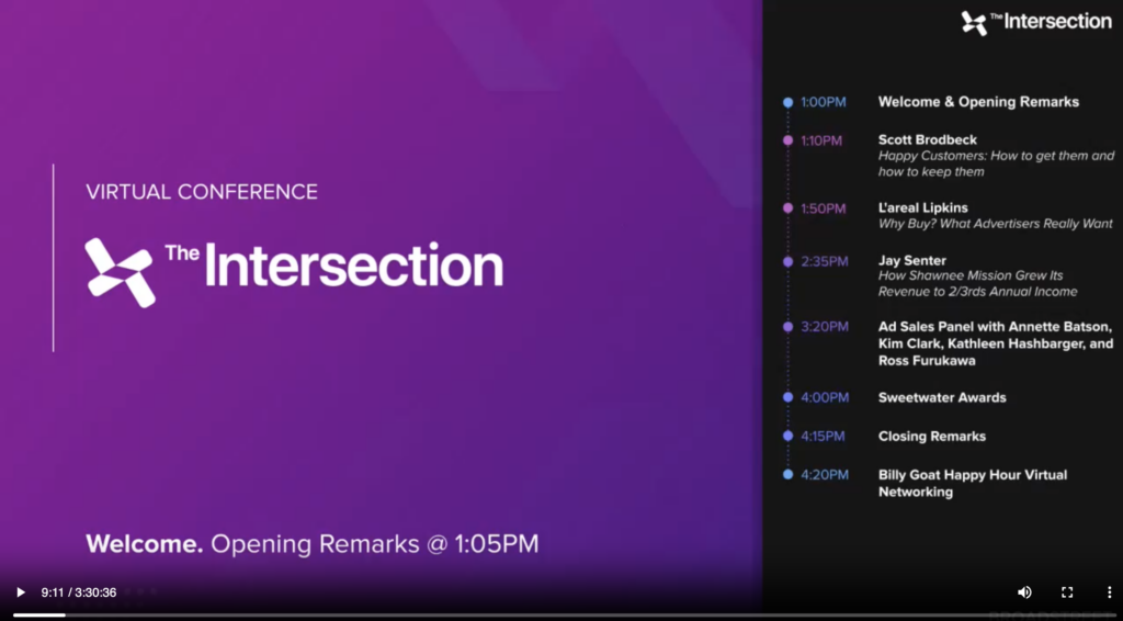 The Intersection Virtual Conference with Scott Brodbeck, L’areal Lipkins and Jay Senter, focused on Ad Sales and Reader Revenue