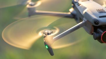 a quadcopter drone in flight