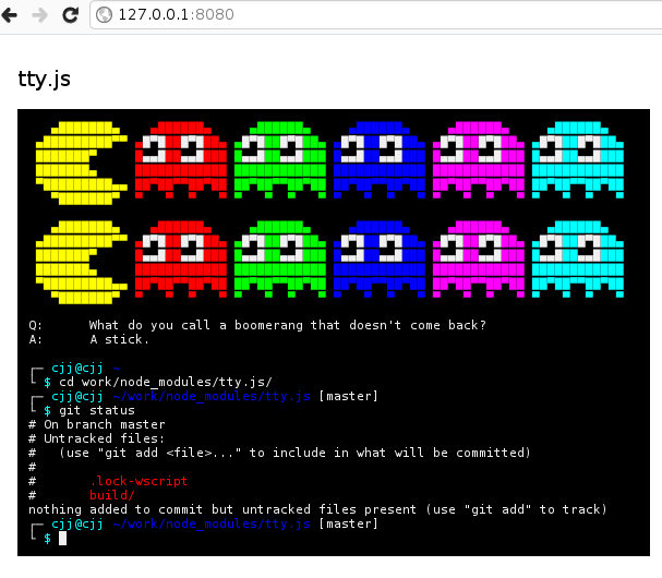 tty.js can run bash well