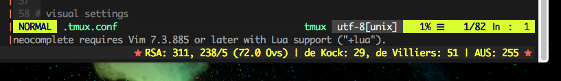 Cricket score in tmux status bar