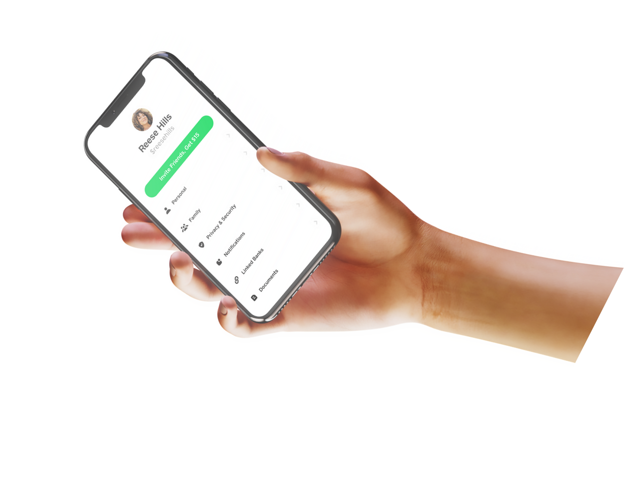 hand holding a phone with Cash App mobile app on account screen