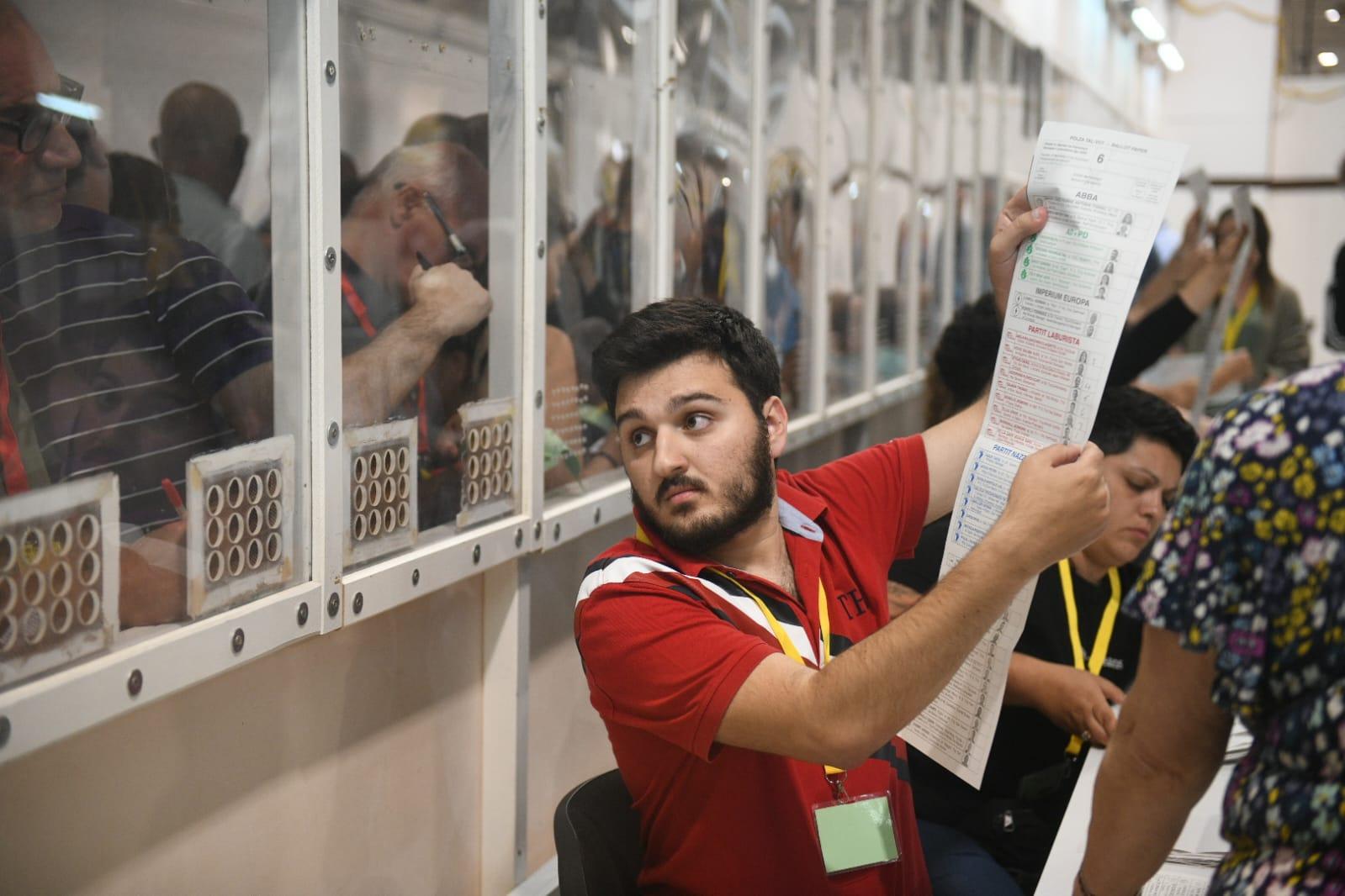 Holding up a ballot sheet. Photo: Matthew Mirabelli