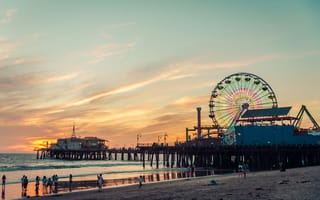 santa monica pier at sunset