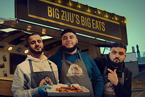 Big Zuu's Big Eats. Image shows from L to R: Hyder, Big Zuu, Tubsey