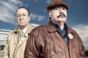 Bob Servant. Image shows from L to R: Frank (Jonathan Watson), Bob Servant (Brian Cox). Copyright: BBC