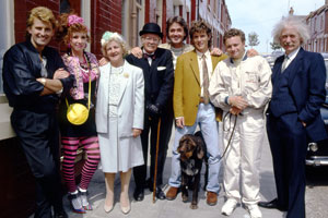 Bread. Image shows from L to R: Joey Boswell (Graham Bickley), Aveline Boswell (Melanie Hill), Nellie Boswell (Jean Boht), Grandad (Kenneth Waller), Shifty (Bryan Murray), Adrian Boswell (Jonathon Morris), Billy Boswell (Nick Conway), Freddie Boswell (Ronald Forfar). Copyright: BBC