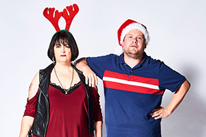 Gavin & Stacey. Image shows left to right: Nessa (Ruth Jones), Smithy (James Corden)